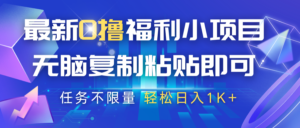 最新0撸福利小项目,抖音平台大放水,无脑复制粘贴 即可,任务不限量,轻松日入1K+-91创业网
