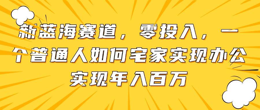 （14700期）新蓝海赛道，零投入，一个普通人如何宅家办公实现年入百万-91创业网