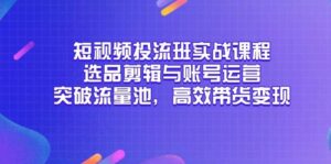 （14868期）短视频投流班实战课程，选品剪辑与账号运营，突破流量池，高效带货变现-91创业网